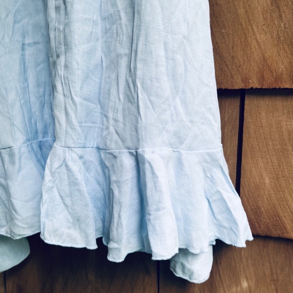 Trixxi Women’s Juniors Fit & Flare Mini Light Blue Dress Short Sleeve Ruffle - Picture 13 of 17